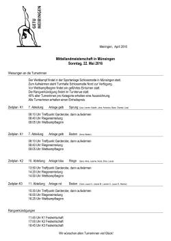 Zeitplan MM Münsingen Sonntag K1 - K3