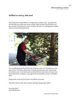 Grillfest 20 und 23. Mai 2016