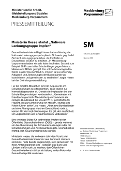 Ministerin Hesse startet „Nationale Lenkungsgruppe Impfen“