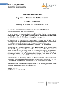Hilfsmittelbekanntmachung Zugelassene Hilfsmittel f&uuml;r die