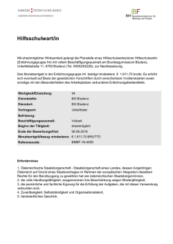 Hilfsschulwart/in BG Bludenz - Landesschulrat f&uuml;r Vorarlberg