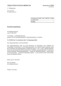 Dringliche Beschlussempfehlung - Berlin
