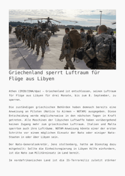 Griechenland sperrt Luftraum f&uuml;r Fl&uuml;ge aus Libyen - K
