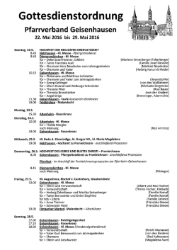Gottesdienstordnung 22.05.2016