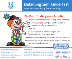 Einladung zum Kinderfest - Seniorenstiftung Prenzlauer Berg