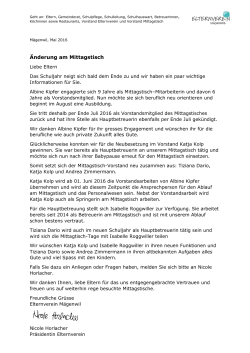 Brief an die Eltern - Elternverein Mägenwil