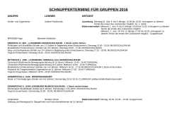 Termine Schnupperwoche Gruppen 2016