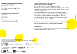 Flyer Museumstag - Musikinstrumentensammlung Willisau