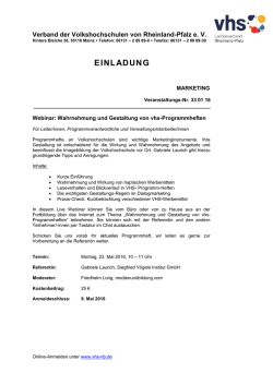 einladung - Verband der Volkshochschulen von Rheinland