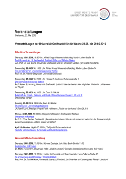 Veranstaltungen der Uni Greifswald | 21. KW | 23.05. bis 29.05.2016