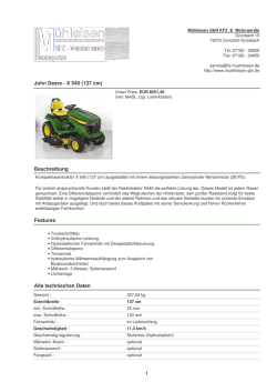 John Deere - X 540 (137 cm) Beschreibung Features Alle