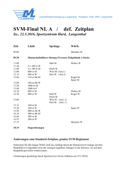 SVM-Final NL A / def. Zeitplan So., 22.5.2016, Sportzentrum Hard