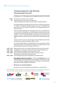 Energiemanagement zeigt Wirkung: ThyssenKrupp Presta AG
