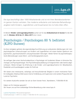 Psychologin / Psychologen 80 % befristet (KJPD Sursee)