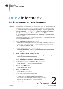 DPMAinformativ Schriftenartencodes bei Patentdokumenten
