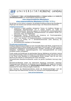 einer wissenschaftlichen Mitarbeiterin/ eines wissenschaftlichen