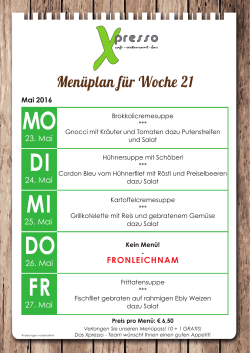 Menüplan der Woche