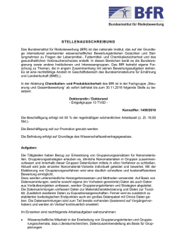 Doktorandin/Doktorand in der Abteilung Chemikalien