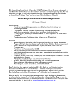 eine/n Projektkoordinator/in Waldflie&szlig;gew&auml;sser