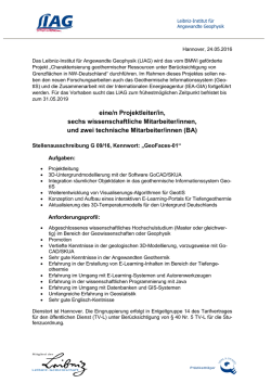 eine/n Projektleiter/in, sechs wissenschaftliche Mitarbeiter/innen