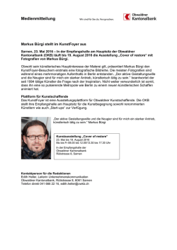23.05.2016 Markus Bürgi stellt im KunstFoyer aus Am Hauptsitz der