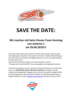 SAVE THE DATE - Ulrich Schatz Sportzentrum