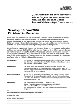 Samstag, 18. Juni 2016 Ein Abend im Ramadan