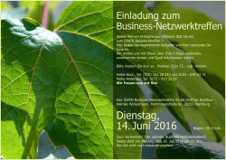 Dienstag, 14. Juni 2016 Beginn 19:15 Uhr