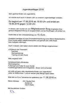Einladung zum Jugendzeltlager 2016