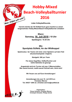 Hobby-Mixed Beach-Volleyballturnier 2016