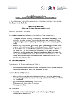 Interne Stellenausschreibung Nur f&uuml;r Landesbedienstete und