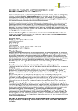 Hinweise zur Vollmachts- und Weisungserteilung