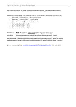 Die Zulassungssatzung f&uuml;r diesen Bachelor