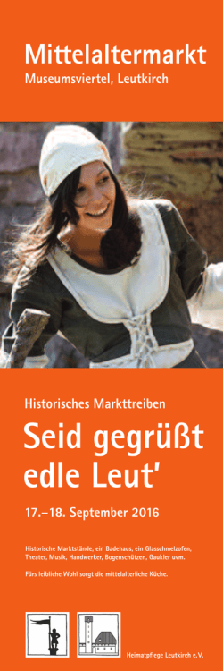 Historisches Markttreiben Museumsviertel, Leutkirch 17.&ndash;18