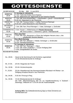 Gottesdienstordnung v. 29. Mai