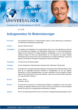 Aufzugsmonteur für Modernisierungen