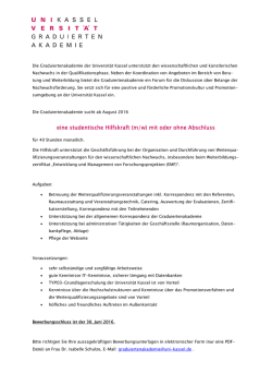 eine studentische Hilfskraft (m/w) mit oder ohne