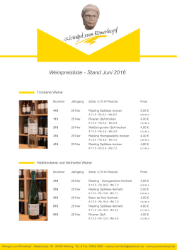 Weinpreisliste - Weingut zum Römerkopf