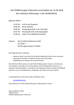 Die DVMB Gruppe Uckermark veranstaltet am 21.05.2016 den