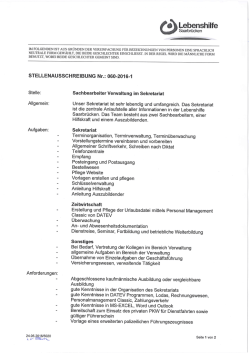 Sachbearbeiter Verwaltung im Sekretariat