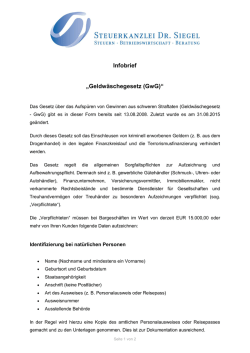 Infobrief &bdquo;Geldw&auml;schegesetz (GwG)&ldquo;