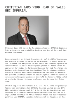 Christian Jabs wird Head of Sales bei IMPERIAL