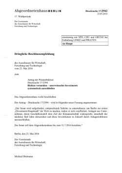 Dringliche Beschlussempfehlung