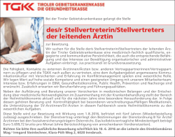 eine/n Stellvertreter/in der leitenden &Auml;rztin