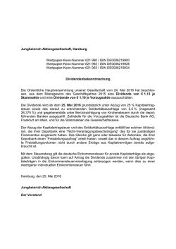 Dividendenbekanntmachung