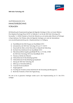 Dokumente zur Hauptversammlung 2016