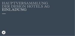 HAUPTVERSAMMLUNG DER DESIGN HOTELS AG EINLADUNG