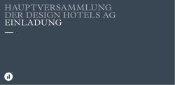 HAUPTVERSAMMLUNG DER DESIGN HOTELS AG EINLADUNG