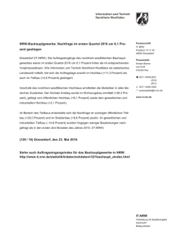 IT.NRW NRW-Bauhauptgewerbe: Nachfrage im ersten Quartal 2016