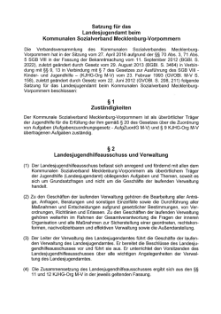 Hiermit wird die Satzung des Landesjugendamtes beim KSV M